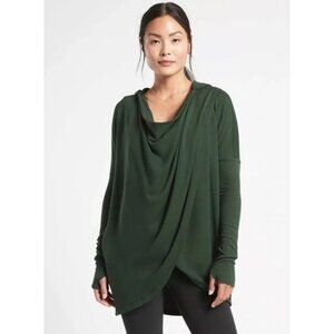 Athleta Purana Wrap Sweatshirt Women XS Hooded Seaweed Snack Green Active Yoga